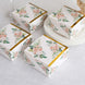 25 Pack White Pink Peony Flowers Print Paper Favor Boxes with Gold Edge, Gift Boxes