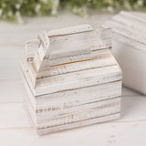 25 Pack Rustic White Candy Gift Tote Gable Boxes With Wood Plank Pattern, Party Favor Treat Boxes