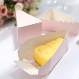 Blush Cake Slice Box with Scalloped Top