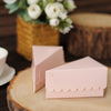 10 Pack | 5x3inches Blush Rose Gold Single Slice Paper Cake Boxes, Triangular Pie Slice Dessert Box