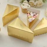 10 Pack | 5x3inch Metallic Gold Single Slice Paper Cake Boxes