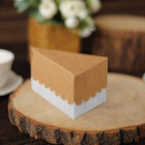 10 Pack | 5x3inch Natural / White Single Slice Paper Cake Boxes, Triangular Pie Slice Dessert Box