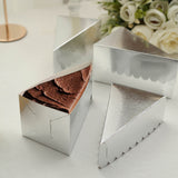 10 Pack | 5x3inch Metallic Silver Single Slice Paper Cake Boxes