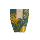 25 Pack Hunter Emerald Green Paper Pouch Candy Gift Bags With Gold Monstera Leaves Print#whtbkgd