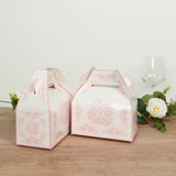 25 Pack White Pink Candy Gift Tote Gable Boxes in French Toile Pattern, Party Favor Treat Boxes