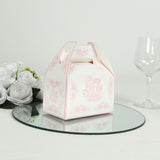 25 Pack White Pink Candy Gift Tote Gable Boxes in French Toile Pattern, Party Favor Treat Boxes