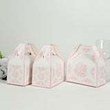 25 Pack White Pink Candy Gift Tote Gable Boxes in French Toile Pattern, Party Favor Treat Boxes