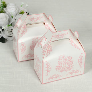 <h3 style="margin-left:0px;"><strong>White Pink Party Favor Gift Tote Gable Boxes</strong>