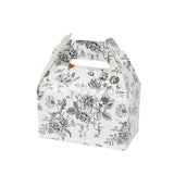25 Pack Candy Treat Tote Boxes in French Toile Pattern - Matte Black and White Party Favor