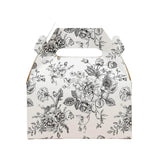 25 Pack Candy Treat Tote Boxes in French Toile Pattern - Matte Black and White Party Favor Gable Boxes, Cardstock Paper - 6"x3.5"x7"
