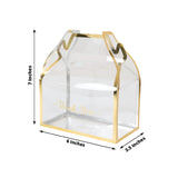 25 Pack Clear PVC Tote Gift Boxes with Gold Trim, Transparent Gable Candy Favor Boxes