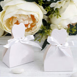 100 Pack White Wedding Dress Candy Gift Boxes, Party Favor Boxes with Ribbon Ties - 2.5x3.5inch