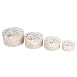 Set of 4 Blush Floral Round Nesting Gift Boxes With Lids#whtbkgd