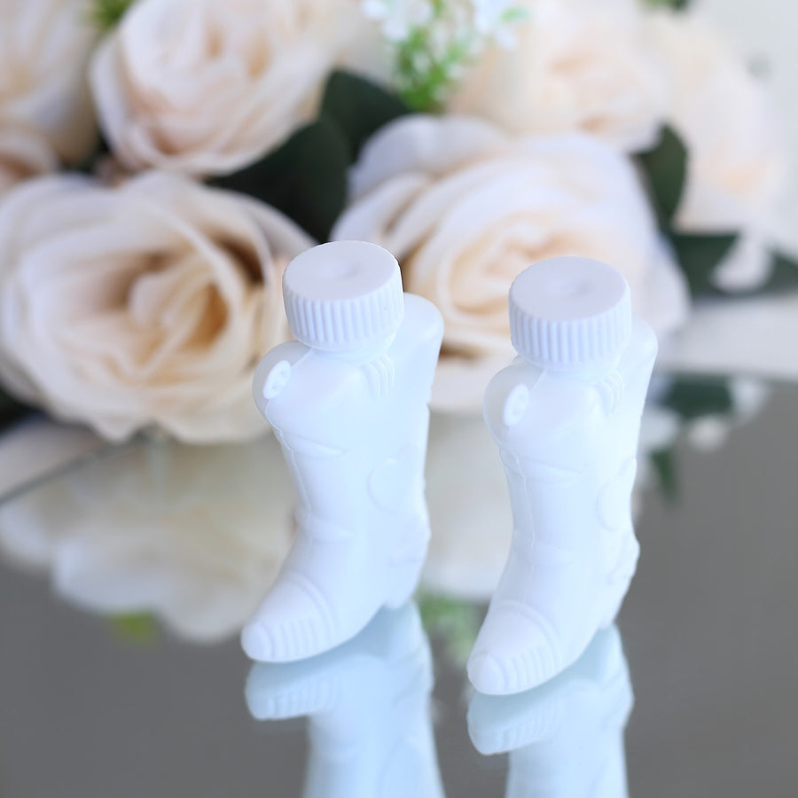 24 Pack | 3inches White Cowboy Boot Bubbles Bridal Wedding Shower Favors