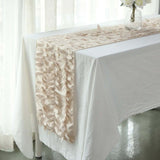 12inch x 108inch Beige 3D Leaf Petal Taffeta Fabric Table Runner