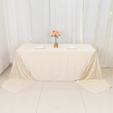 90x156inch Beige Premium Scuba Wrinkle Free Rectangular Tablecloth Seamless Polyester Tablecloth