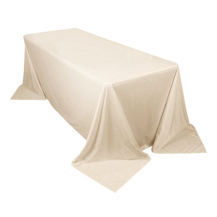 90x132inch Beige Premium Scuba Wrinkle Free Rectangular Tablecloth Seamless Polyester Tablecloth
