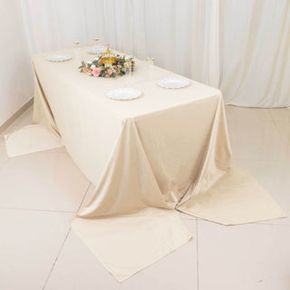 Beige Premium Scuba Wrinkle Free Rectangular Tablecloth
