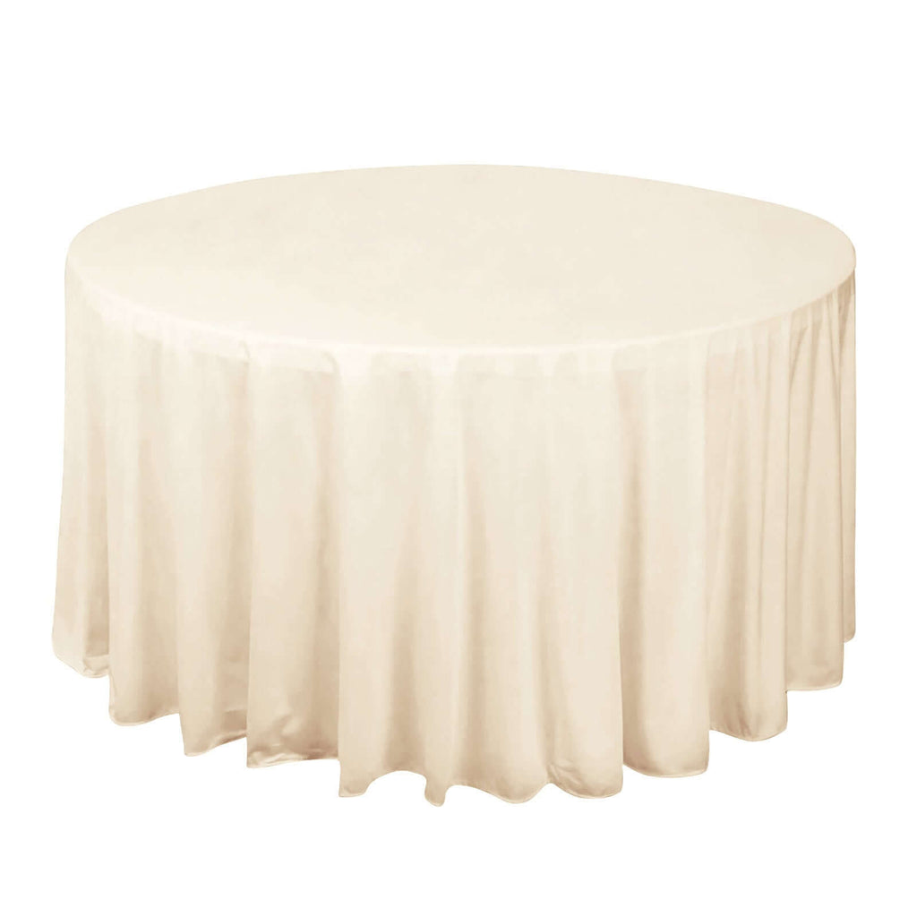 120 In Beige Premium Scuba Wrinkle Free Round Tablecloth, Seamless ...