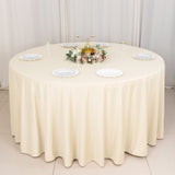 Elevate Your Table Setting with the Beige Premium Scuba Wrinkle-Free Round Tablecloth