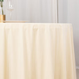 132inch Beige Premium Scuba Wrinkle Free Round Tablecloth, Seamless Scuba Polyester Tablecloth