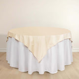 Beige Premium Scuba Wrinkle Free Square Table Overlay, Seamless Scuba Polyester Table Topper