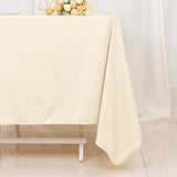 Beige Premium Scuba Wrinkle Free Square Table Overlay, Seamless Scuba Polyester Table Topper