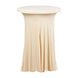 Beige Round Heavy Duty Spandex Cocktail Table Cover With Natural Wavy Drapes