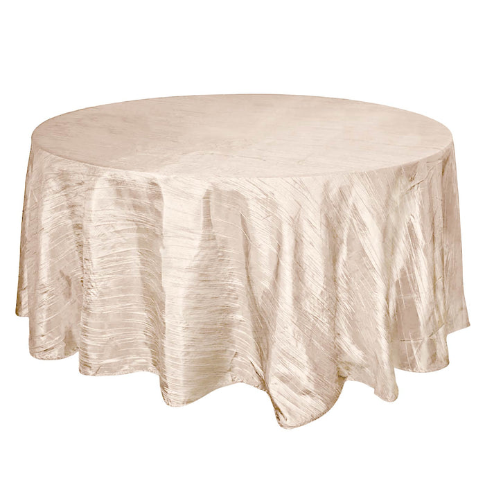 120inch Beige Accordion Crinkle Taffeta Round Tablecloth