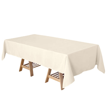60"x102" Beige Seamless Polyester Rectangular Tablecloth