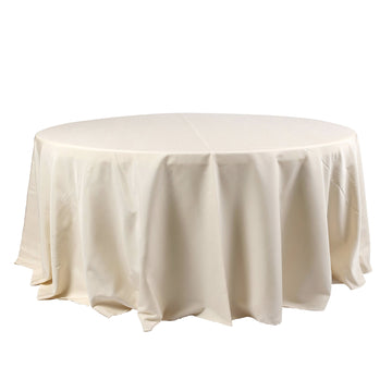 120" Beige Seamless Polyester Round Tablecloth
