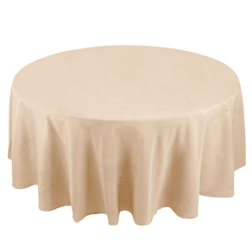108" Beige Seamless Premium Polyester Round Tablecloth - 220GSM