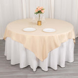 54inch Beige 200 GSM Seamless Premium Polyester Square Table Overlay