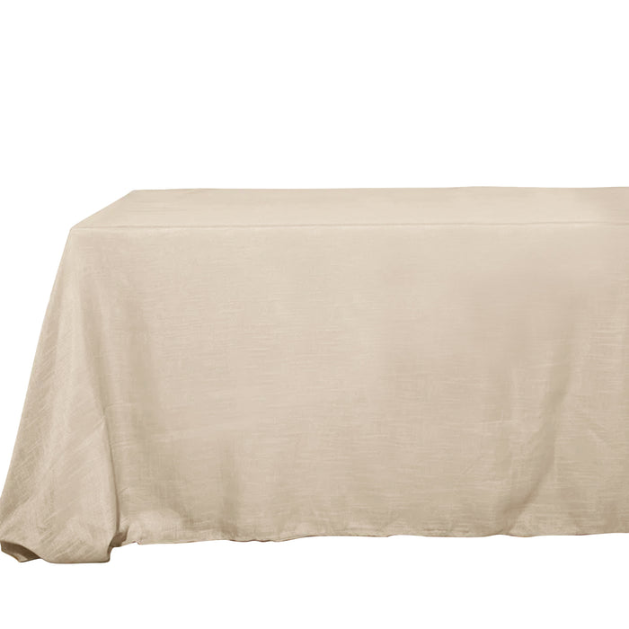 90x156Inch Beige Rectangular Tablecloth, Linen Table Cloth With Slubby Textured, Wrinkle Resistant