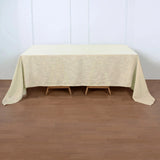 90inch x 132inch Beige Rectangular Tablecloth, Linen Table Cloth With Slubby Textured, Wrinkle Resis