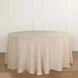 120 Beige Linen Round Tablecloth, Slubby Textured Wrinkle Resistant Tablecloth