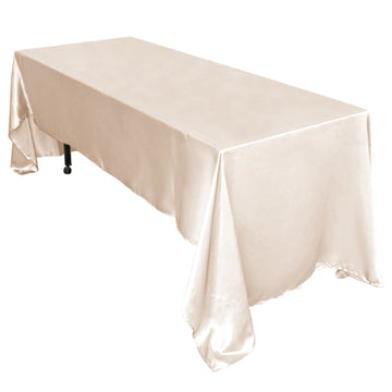 60"x126" Beige Seamless Satin Rectangular Tablecloth
