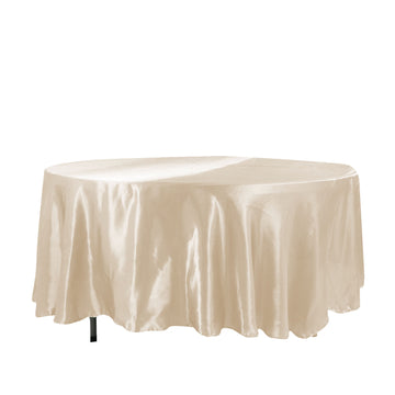 108" Beige Seamless Satin Round Tablecloth