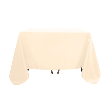 90"x90" Beige Seamless Square Polyester Tablecloth