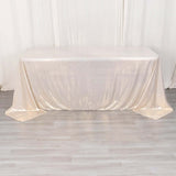 90x132inch Shiny Beige Polyester Rectangular Tablecloth With Shimmer Sequin Dots