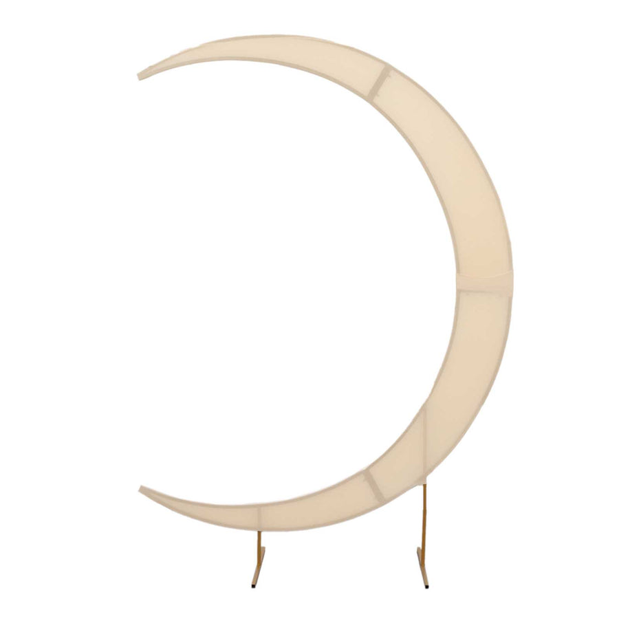 7.5ft Beige Spandex Crescent Moon Wedding Arch Cover, Chiara Backdrop Stand Cover#whtbkgd
