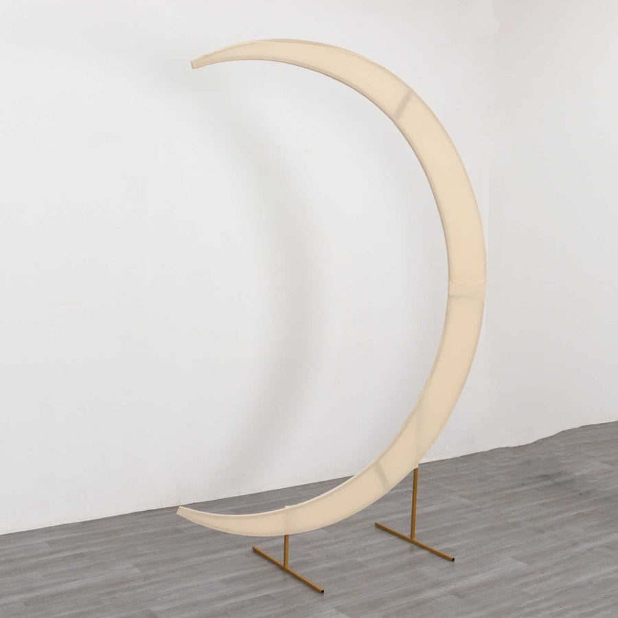 7.5ft Beige Spandex Crescent Moon Wedding Arch Cover, Chiara Backdrop Stand Cover