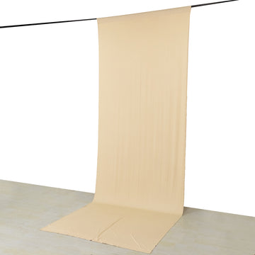 Beige 4-Way Stretch Spandex Backdrop Curtain with Rod Pockets, Wrinkle Resistant Drapery Panel - 5ftx14ft