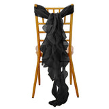 Chiffon Black Curly Willow Chair Sashes 