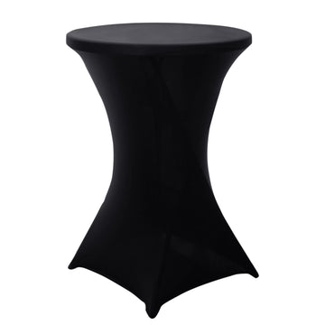 Black Highboy Spandex Cocktail Table Cover, Fitted Stretch Tablecloth for 24"-32" Dia High Top Tables