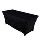 6ft Black Crushed Velvet Spandex Fitted Rectangular Table Cover