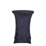 Black Crushed Velvet Spandex Fitted Round Highboy Cocktail Table Cover