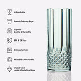 6 Pack | 14oz Black Crystal Cut Reusable Plastic Cocktail Tumbler Cups