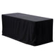4FT Black Fitted Polyester Rectangular Table Cover