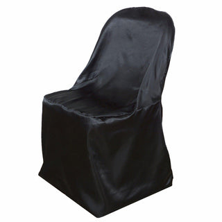 Black Glossy Satin Folding Chair Covers